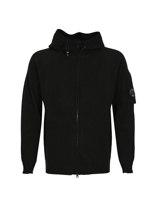 Felpa con zip in Lambswool GRS Black C.P. COMPANY | 19CMKN057A110149A999